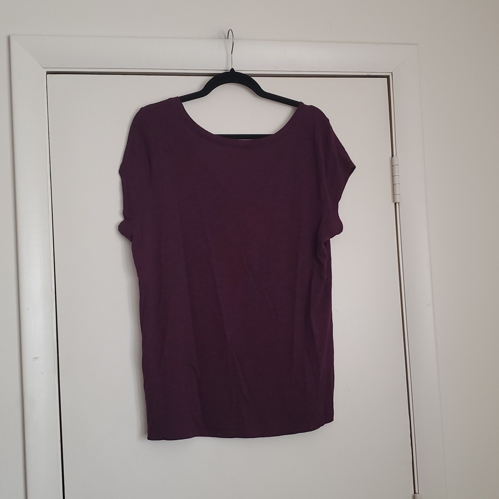 Torrid's Women's V-Neck Short Sleeve Slub Jersey Top - Plum - Picture 5 of 6